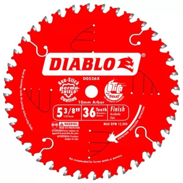 DIABLO 5-3/8 in. x 36-Tooth 10 mm Arbor Finish Trim Saw Blade