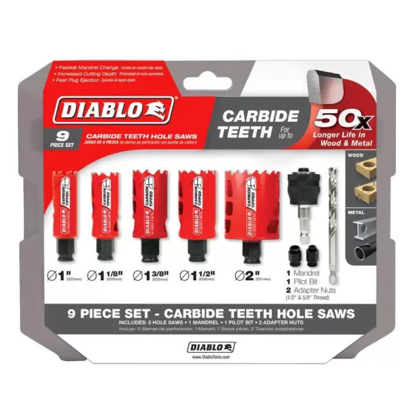 DIABLO General Purpose Carbide Hole Saw Set (9-Piece)