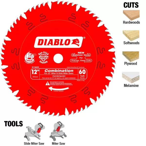 DIABLO 12 in. x 60-Teeth Combination Saw Blade