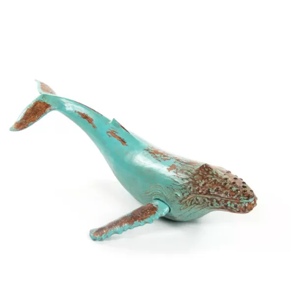 Zentique Polyresin Distressed Turquoise and Brown Humpback Whale