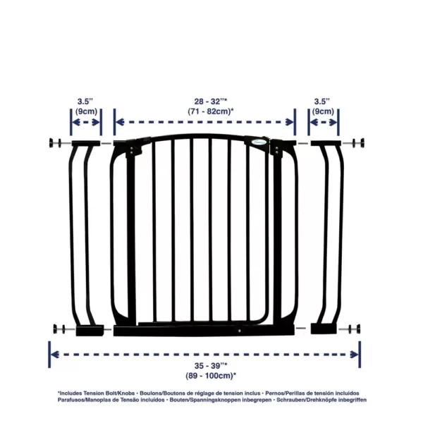 Dreambaby Chelsea 29.5 in. H Standard Height Auto-Close Security Gate in Black with Extensions