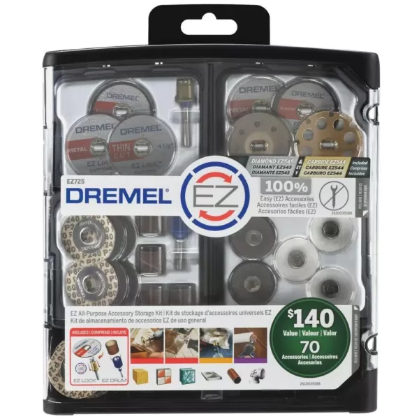 Dremel EZ Lock All-Purpose Rotary Tool Accessory Storage Kit (70-Piece)