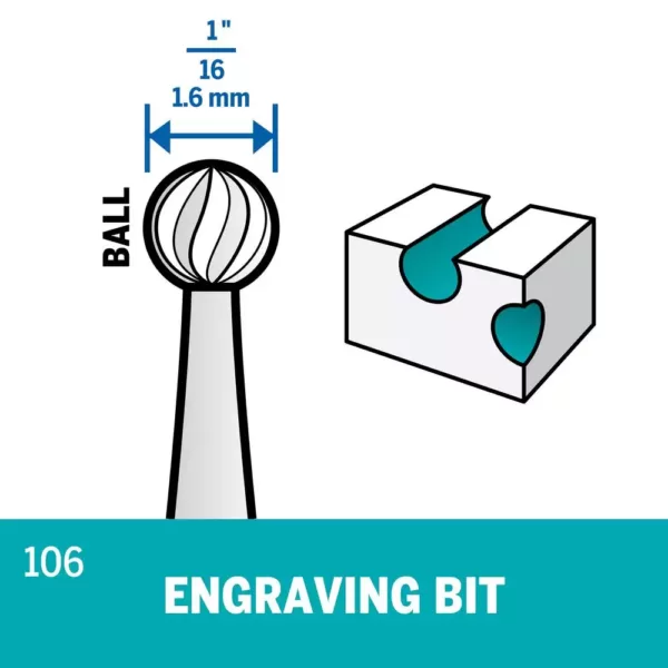 Dremel 1/16 in. Rotary Tool Round-Shaped Engraving Accessory for Wood, Fiberglass, Plastic, Jewelry and Soft Metals (2-Pack)