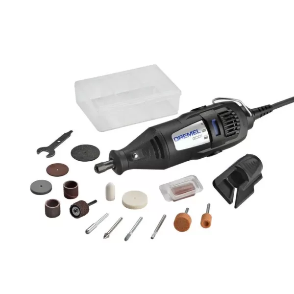 Dremel 200 Series 1.15 Amp Dual Speed Corded Rotary Tool Kit with 15 Accessories and 1 Attachment