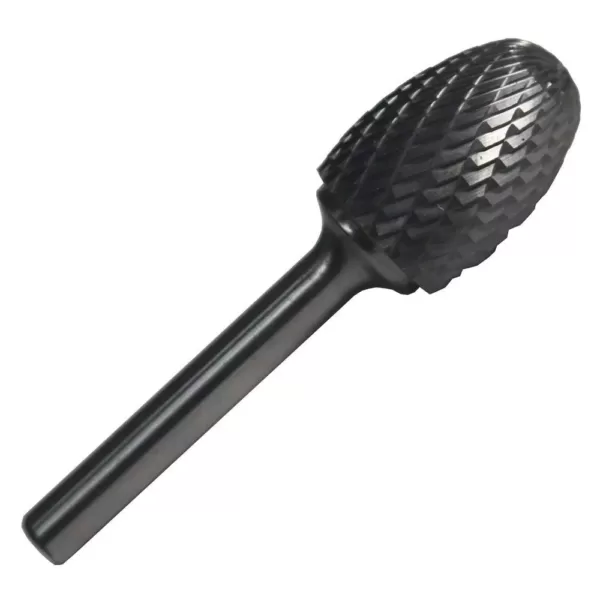 Drill America 3/8 in. x 5/8 in. Oval Solid Carbide Burr Rotary File Bit with 1/4 in. Shank