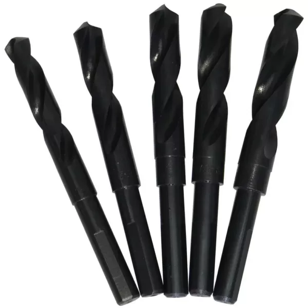 Drill America 9/16 in. - 1 in. High Speed Steel Black Oxide Reduced Shank Drill Bit Set (5-Piece)