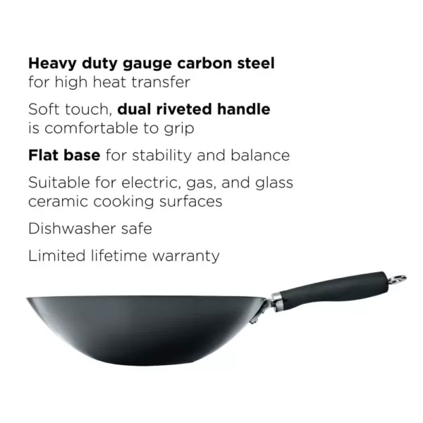 Ecolution Hong Kong Chopstick House Aluminum Wok with Helper Handle