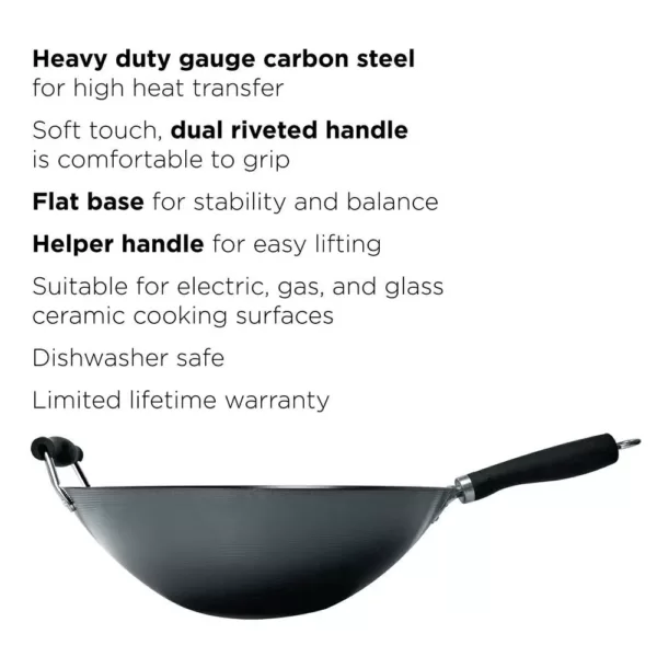 Ecolution Hong Kong Chopstick House Carbon Steel Wok with Helper Handle