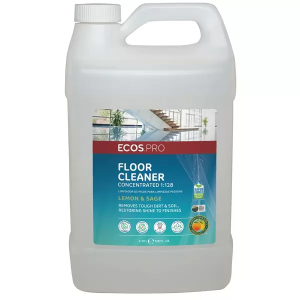 ECOS Pro 128 oz. Neutral Floor Cleaner Lemon-Sage 1:128 Concentrate