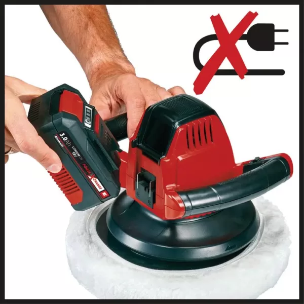 Einhell PXC 18-Volt Cordless 10 in. 2,500-RPM Large Random Orbit Rotary Buffer / Polisher Kit (w/ 3.0-Ah Battery + Fast Charger)