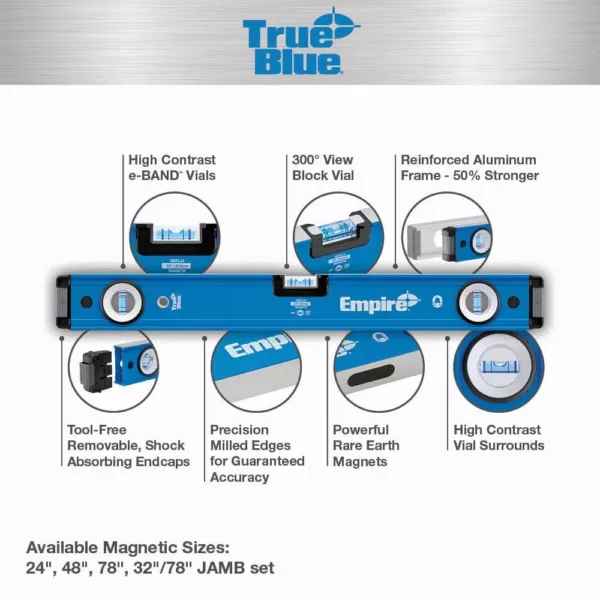 Empire 32 in. and 78 in. Magnetic Box Level Jamb Set