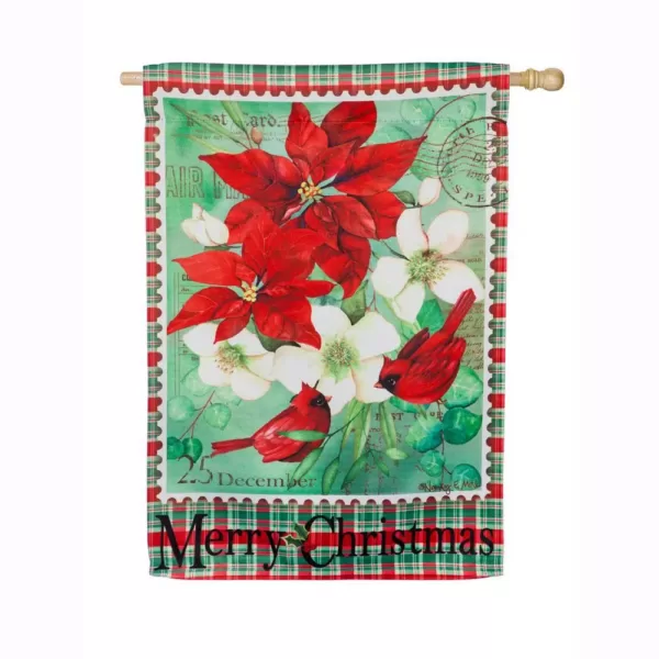 Evergreen 28 in. x 44 in. Christmas Floral House Suede Flag