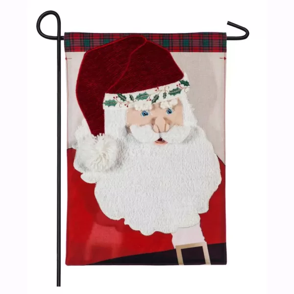 Evergreen 18 in. x 12.5 in. Santa Claus Garden Linen Flag