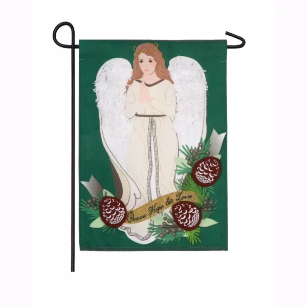 Evergreen 18 in. x 12.5 in. Peace Love Hope Angel Garden Linen Flag