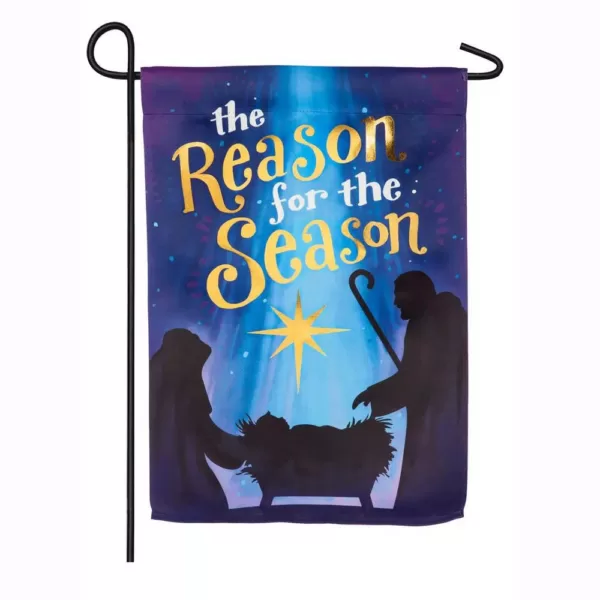 Evergreen 18 in. x 12.5 in. Reason for the Season Garden Suede Flag