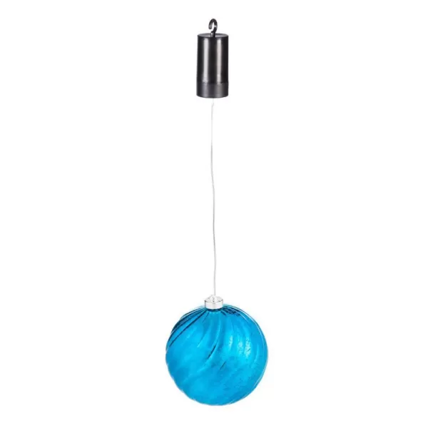 Evergreen 6 in. Blue Shatterproof LED Ball Outdoor Safe Battery Operated Christmas Ornament