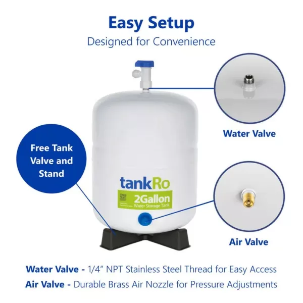 Express Water tankRO – RO Water Filtration System Expansion Tank – 2 Gallon Water Capacity – Reverse Osmosis Storage Pressure Tank