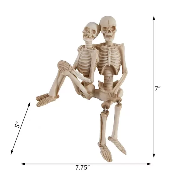 Flora Bunda 7.75 in. x 7 in. Halloween Polyresin Skeleton Couple Set (Side by Side)