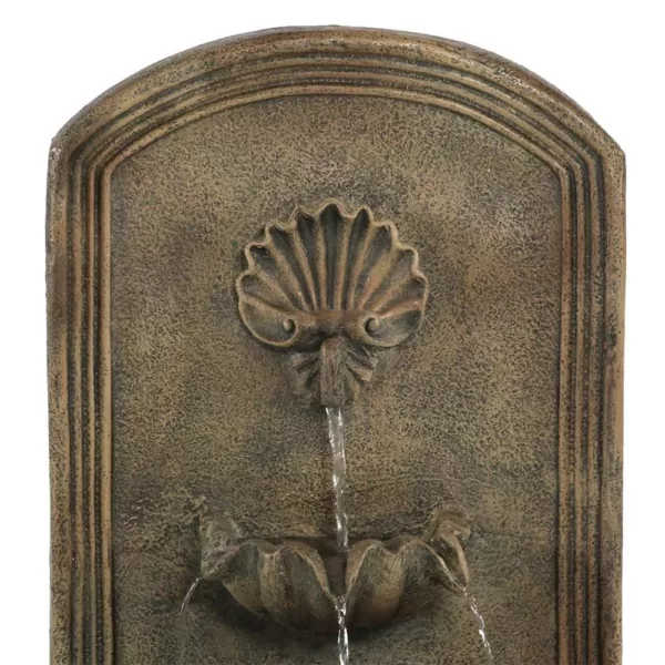 Sunnydaze Decor Seaside Resin Florentine Stone Solar Outdoor Wall Fountain with Battery Backup