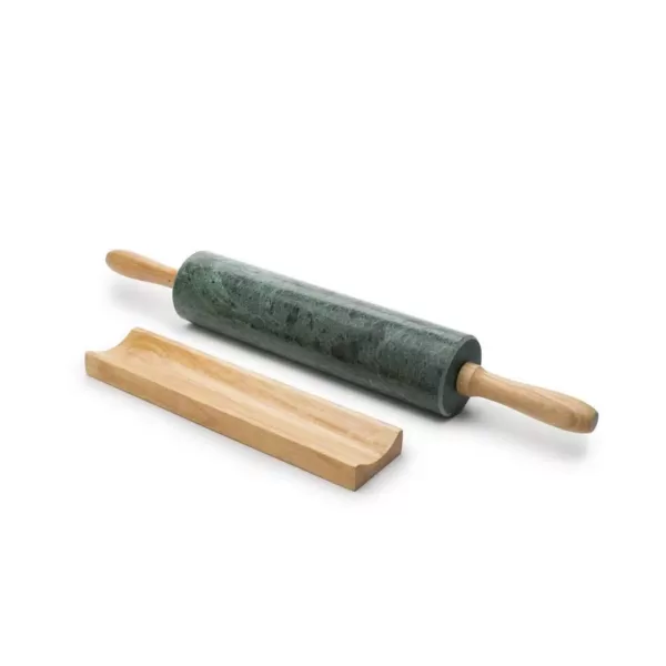 Fox Run Green MRBL Rolling Pin/Base