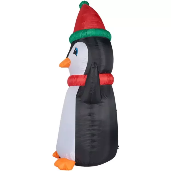 Fraser Hill Farm 10 ft. Penguin and Candy Cane Christmas Inflatable with Lights