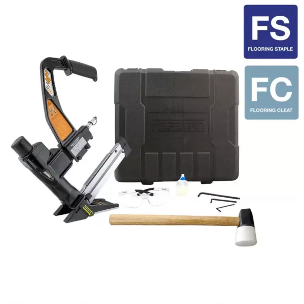 Freeman Pneumatic 3-in-1 15.5-Gauge Flooring Stapler and 16-Gauge 2 in. Flooring Nailer with Case