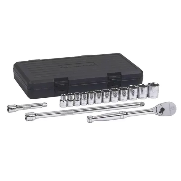 GEARWRENCH 1/2 in. Drive 6-Point SAE Ratchet and Socket Set (15-Piece)