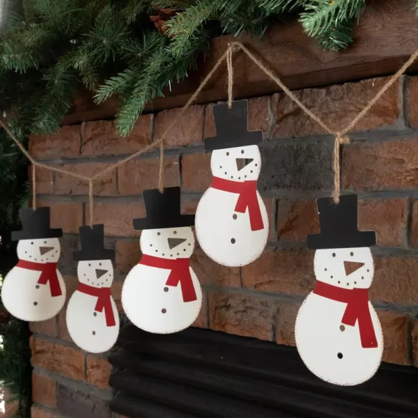 Glitzhome 6 ft. L Metal Christmas Snowman Garland