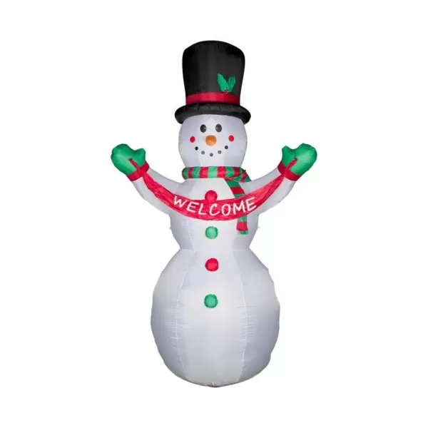 Glitzhome 12 ft. Lighted Inflatable Snowman with Welcome Decor