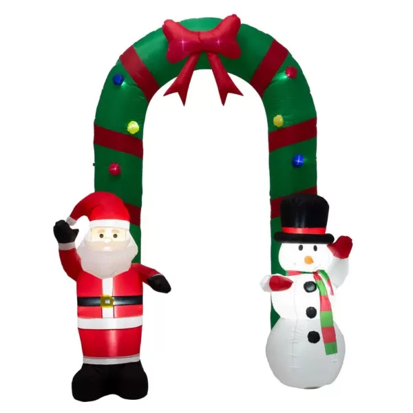 Glitzhome 8 ft. Inflatable Santa Snowman Gate Arch