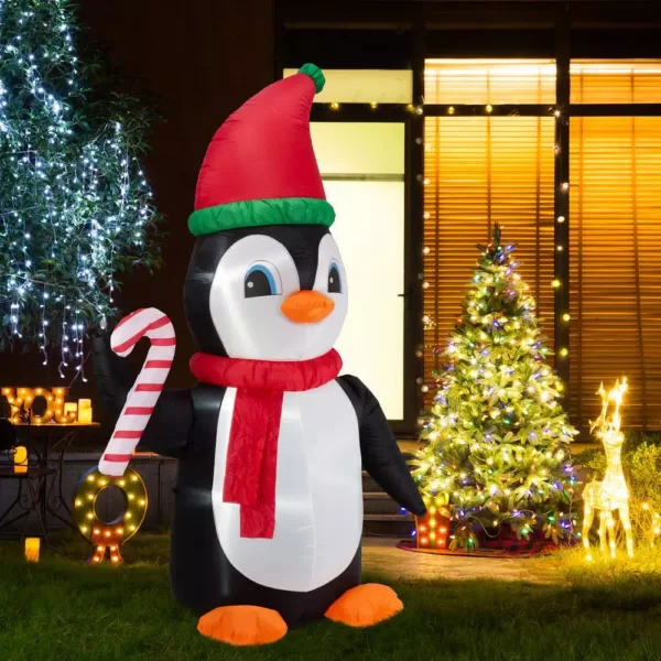 Glitzhome 8 ft. Lighted Inflatable Penguin Decor