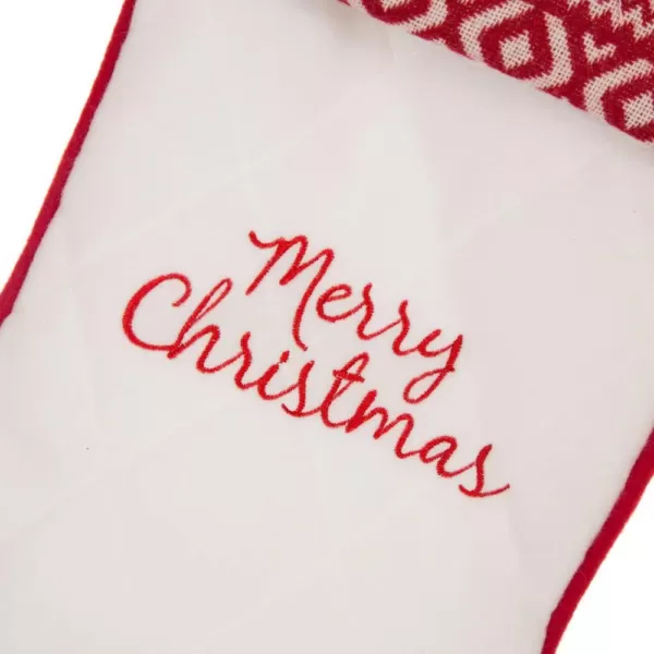 Glitzhome 21 in. L White Fleece Christmas Stocking - Merry Christmas