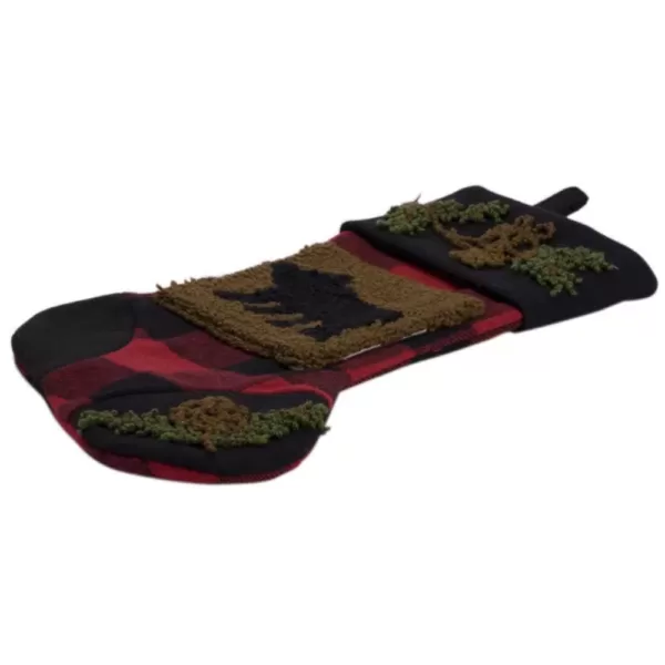 Glitzhome Plaid Stocking with Rug Hooked (Bear) 2-Pack