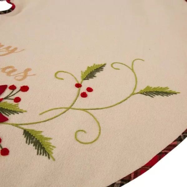 Glitzhome 48 in. D Fabric Christmas Tree Skirt in Poinsettia