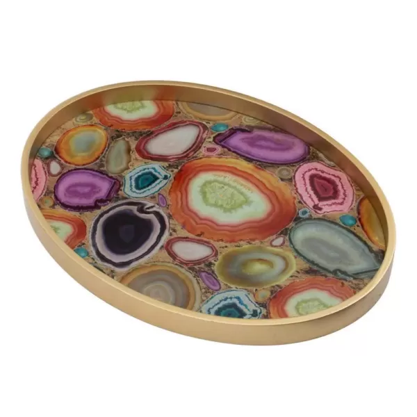 Benjara Contemporary Gold Glass Decorative Tray