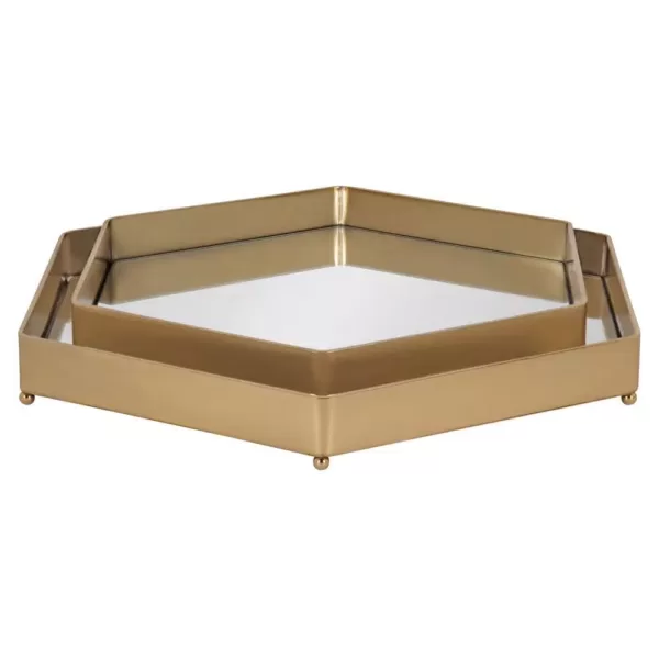 Kate and Laurel Joelyn 12 in. x 12 in. x 2 in. Gold Decorative Wall Shelf