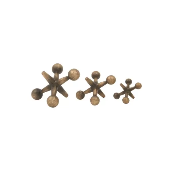 LITTON LANE Iron Metal Gold Jacks Sculptures (Set of 3)