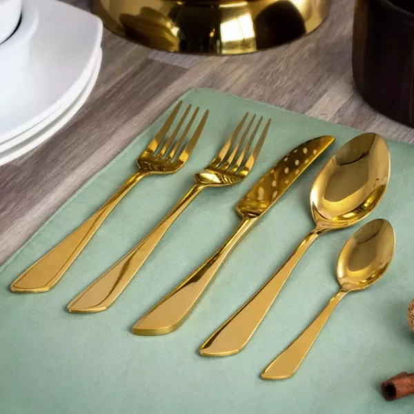 MegaChef Gibbous 20-Piece Gold Stainless Steel Flatware Set (Service for 4)