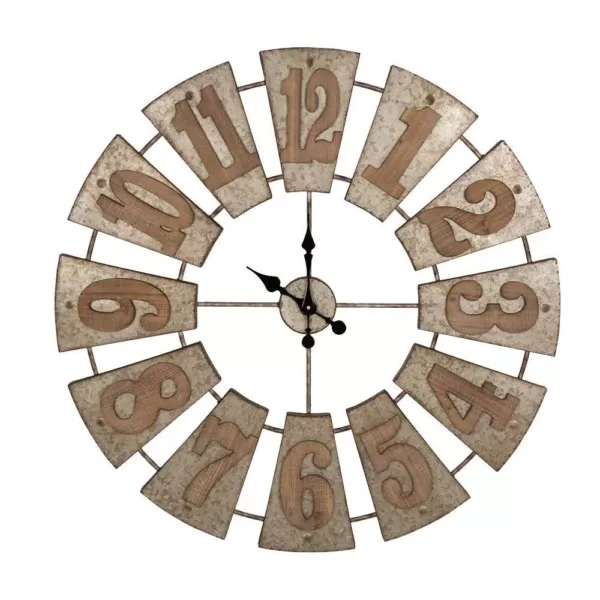 Glitzhome 38.98 in. D Oversized Farmhouse Metal Wall Clock