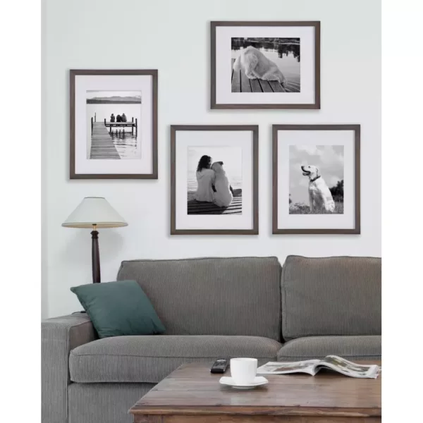 DesignOvation Gallery 11x14 matted to 8x10 Gray Picture Frame Set of 4