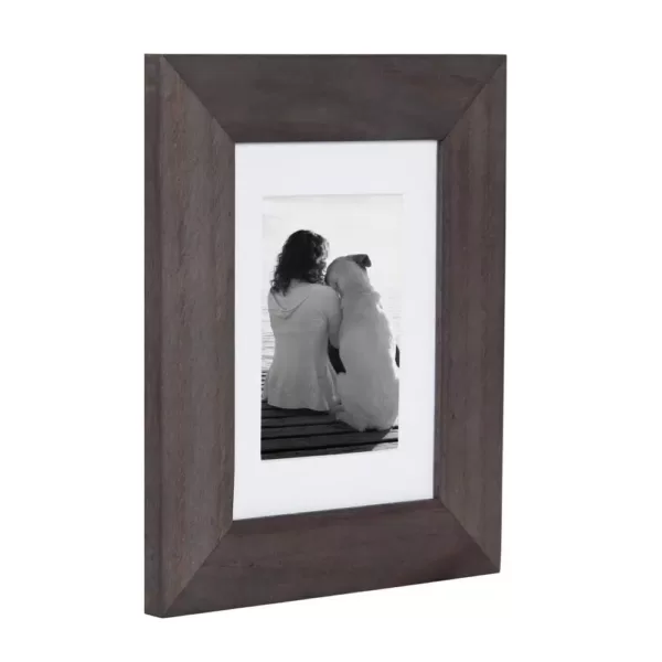 DesignOvation Museum 5 in. x 7 in. Matted to 3.5 in. x 5 in. Gray Picture Frame (Set of 4)