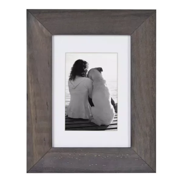 DesignOvation Museum 5 in. x 7 in. Matted to 3.5 in. x 5 in. Gray Picture Frame (Set of 4)