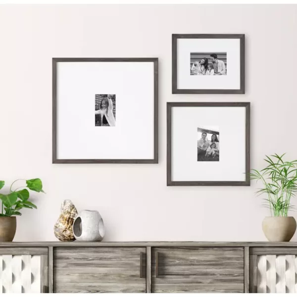 DesignOvation Gallery 16 in. x 20 in. matted to 8 in. x 10 in. Gray Picture Frame