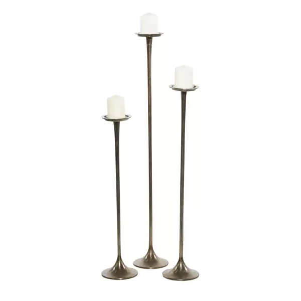 LITTON LANE 40 in. x 32 in. and 37 in. Modern Gray Aluminum Candle Holder (Set of 3)