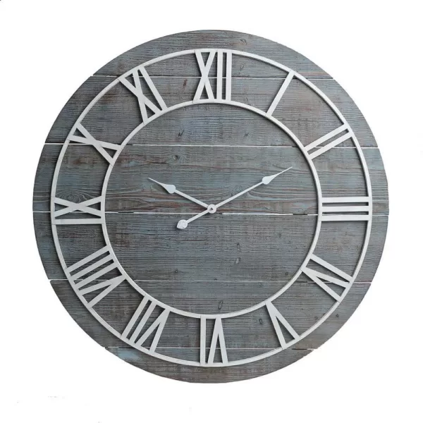 Pinnacle Wood Plank Frameless Washed Gray Wall Clock