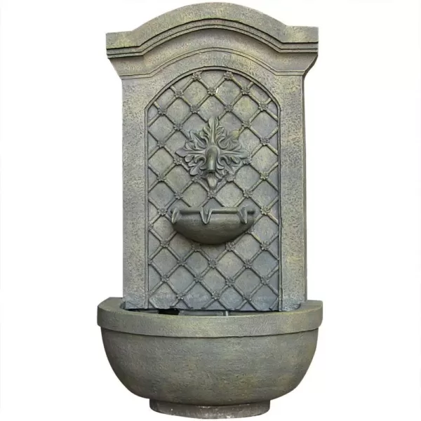 Sunnydaze Decor Rosette Leaf French Limestone Electric Powered Outdoor Wall Fountain