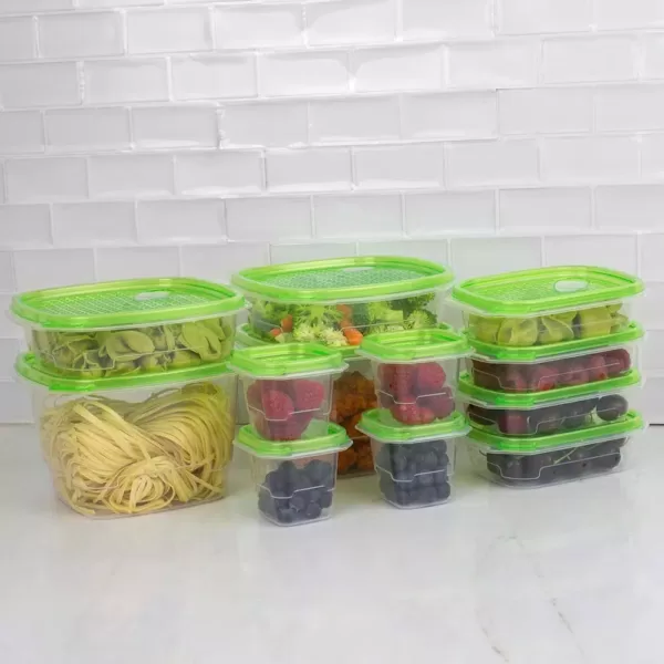 Home Basics 12-Piece Plastic Food Storage Container Set with Vented Plastic Lids