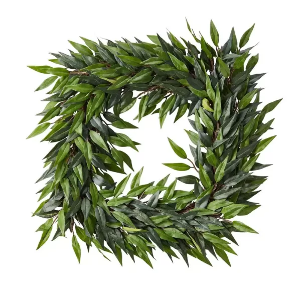 Pure Garden 22 in. Square Artificial Ficus Microphylla Leaf Wreath