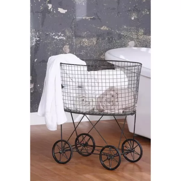 3R Studios Vintage Metal Basket with Wheels