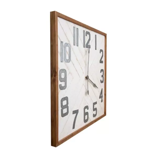 3R Studios Grey Square Wood and Metal Wall Clock